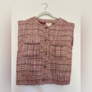 Anthropologie Maeve Extended Shoulder
Button-Front Tweed Vest Extra Small
